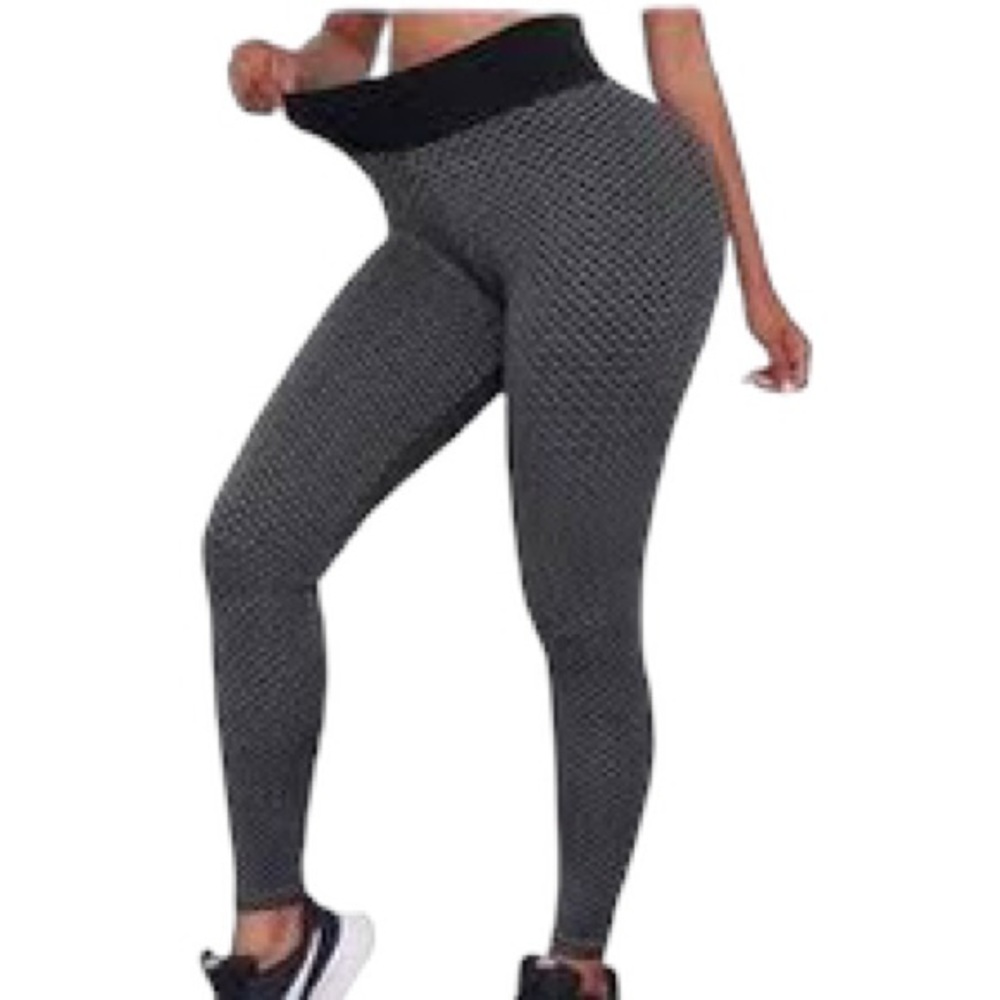 TIK TOK booty lift Gray & black Mid Rise Elastic Waist Leggings sz Medium NWT